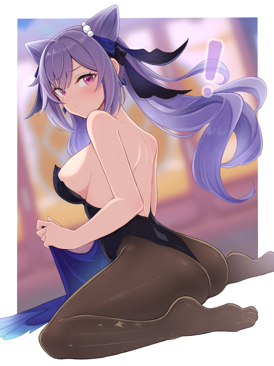 1girls absurd_res arched_back ass back bamboo_shoot_bun bangs bare_shoulders big_ass big_breasts big_butt black_leotard blush breasts butt detailed_background earrings feet female genshin_impact hair_between_eyes hair_ornament hi_res highres huge_ass huge_breasts huge_butt keqing_(genshin_impact) keqing_(opulent_splendor)_(genshin_impact) large_ass large_breasts leggings leotard long_hair looking_at_viewer looking_back pantyhose pigtails purple_eyes purple_hair shiny_skin shoulders sideboob sitting soles solo thick thick_ass thick_thighs thighs tights toes twintails venosus