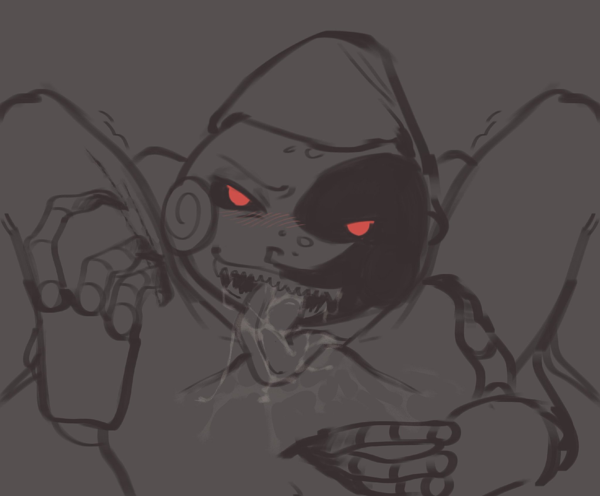 female, five nights at freddy's, five nights at freddy's: security breach, grey background, holding thigh, licking lips, licking pussy, moon, moondrop, pov, pussy, red eyes, sketch, straight, wildhellfix