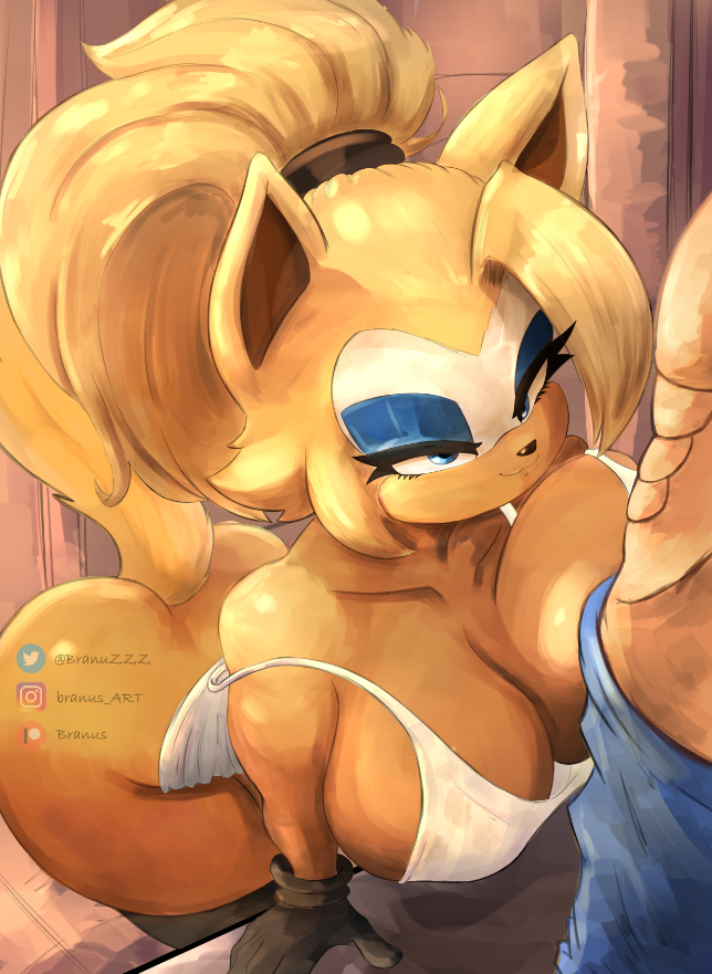 2d, 2d (artwork), 2d artwork, abdominal muscles, anonymous male, big ass, big boobies, big booty, big breasts, big butt, big thighs, big titties, blue eyes, blue eyeshadow, branuzzz, breast squeeze, breasts bigger than head, bubble ass, bubble butt, cleavage, cleavage overflow, eyelashes, fluffy tail, gloves, huge breasts, large breasts, muscular male, ponytail, sega, sideboob, smiling, smug face, sonic (series), sonic the hedgehog (idw), sonic the hedgehog (series), stockings, whisper the wolf, wolf ears, wolf girl, wolf tail