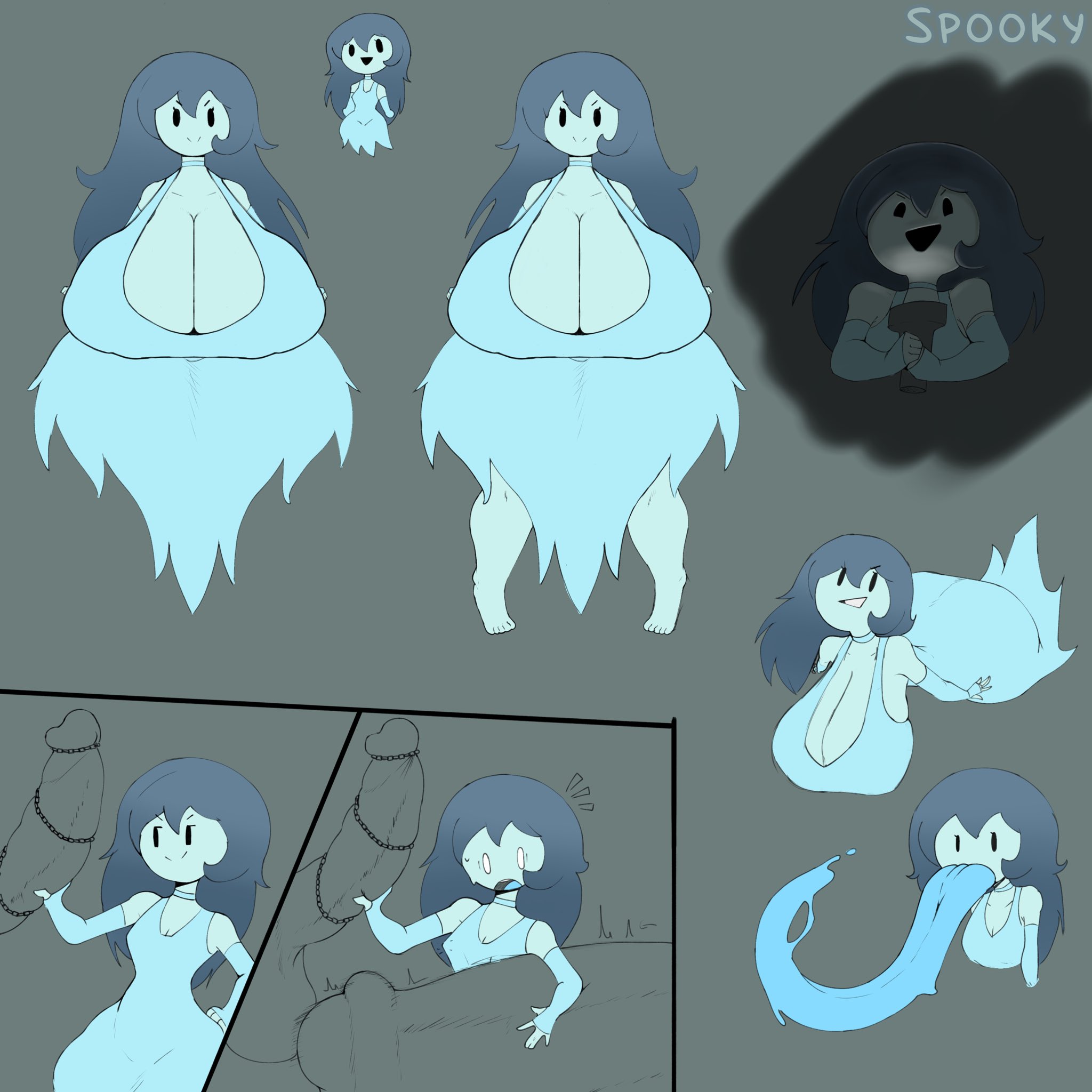 1girls, breasts, female, ghost, ghost girl, megamor, spooky (shojs), spooky's house of jump scares