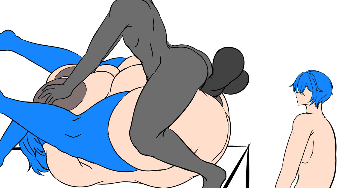 arms behind head, big breasts, big penis, black body, blacked, blue hair, breasts, breasts bigger than head, bully, cinthya!! (r18), cuckold, face on breast, fat ass, gloves, grabbing breasts, grabbing nipples, huge ass, huge breasts, hyper breasts, interracial, legs up, lingerie, massive ass, massive breasts, milf, mom with bully, mommy, motherly cuckold, ntr, open legs, profile view, socks, son, thick ass, thick legs, thick thighs, thighs, vaginal penetration, white body