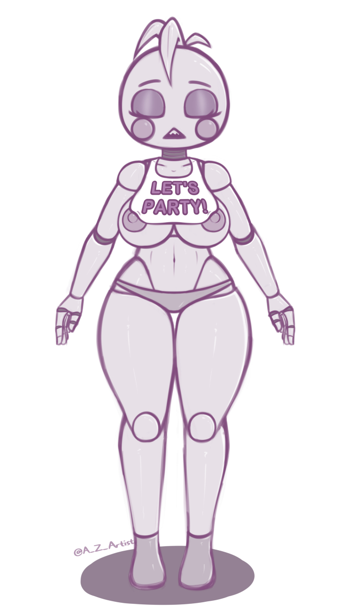 1girls a_z_artist animatronic colorless five_nights_at_freddy's five_nights_at_freddy's_2 robot toy_chica_(fnaf)