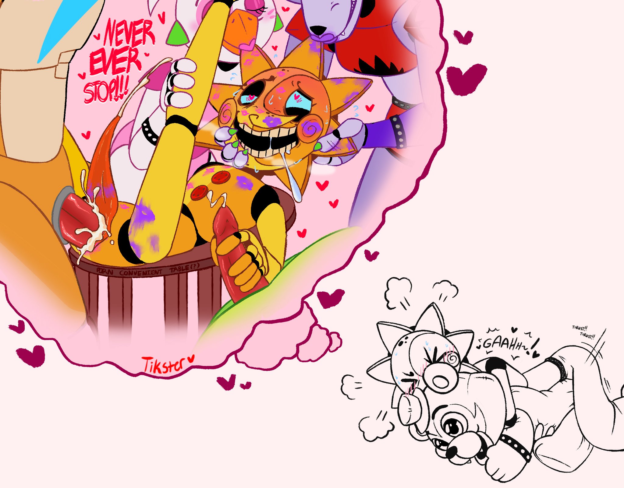 2d, 2d (artwork), 2d artwork, 2girls, 3boys, artist request, bisexual male, creampie, cuntboy, cuntboy sans balls, female, five nights at freddy's, five nights at freddy's: security breach, fnaf, gangbang, glamrock chica (fnaf), glamrock freddy (fnaf), handjob, heart eyes, herm, hermaphrodite, imagining, intersex, kiss marks, kissing, lipstick, lipstick mark, male, maleherm, montgomery gator (fnaf), multi genitalia, penis, pussy, rainbow party, roxanne wolf (fnaf), scottgames, steel wool studios, sundrop, tentacle penis, vaginal penetration