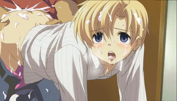 2boys age_difference anal arched_back ass_grab blonde_hair blush clannad clothed_sex clothing cum cum_in_ass cum_in_mouth cum_inside cum_on_body cum_on_face cum_on_hair cum_on_tongue empty_eyes femboy gay girly hip_grab male male_only multiple_males open_mouth sunohara_youhei tagme tongue tongue_out underwear yaoi youhei_sunohara