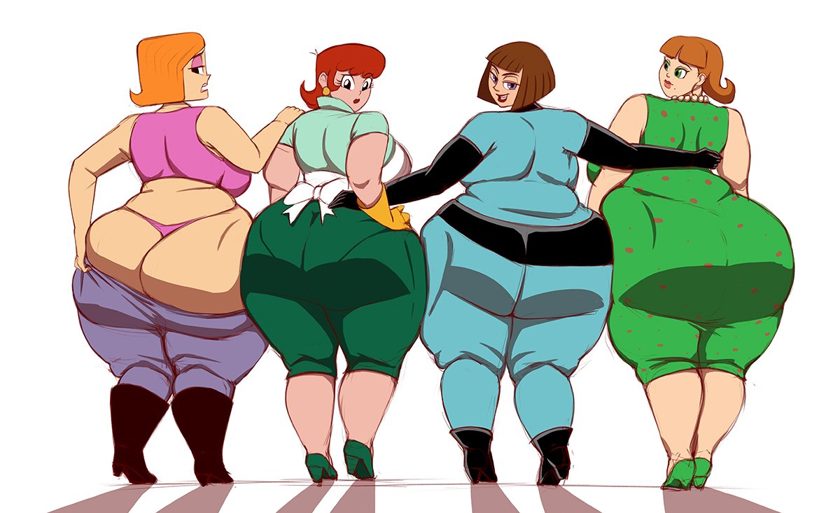 4girls anastimafilia ass ass_focus bbw beauty_mark big_ass big_belly big_breasts big_butt big_thighs bottom_heavy breasts brown_hair butt calves cartoon_network crossover danny_phantom debbie_turnbull debs_turnbull dexter's_laboratory dexter's_mom exposed_ass eyeshadow fat fat_ass fat_folds female female_only gigantic_ass hand_on_ass hand_on_back heavy heel_boots heeled_boots heels hips huge_ass huge_breasts huge_butt huge_thighs jimmy_neutron_boy_genius judy_neutron large_ass large_butt large_thighs lipstick looking_at_another looking_at_viewer looking_back lowres madeline_fenton massive_ass milf multiple_girls nickelodeon orange_hair overweight overweight_female pants_down pants_pull pawg rear_view red_hair robotboy tagme thick thick_ass thick_hips thick_thighs thighs wide_hips