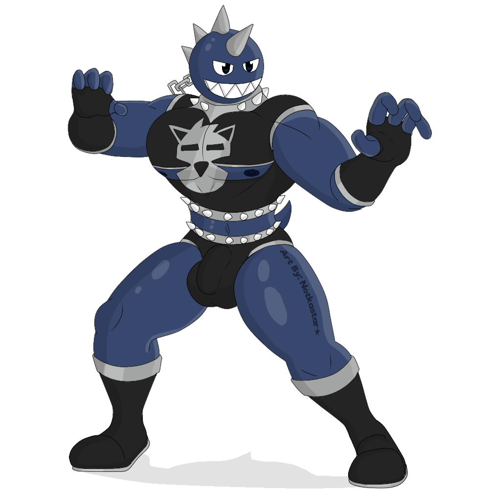 anthro balls balls_outline boots briefs bulge chain_chomp clothing fingerless_gloves footwear genital_outline genitals gloves grappler handwear male male_only mario_(series) nintendo nipples notkastar penis penis_outline shirt smile solo spikes teeth topwear transparent_background underwear video_games wrestler zatch_(character)