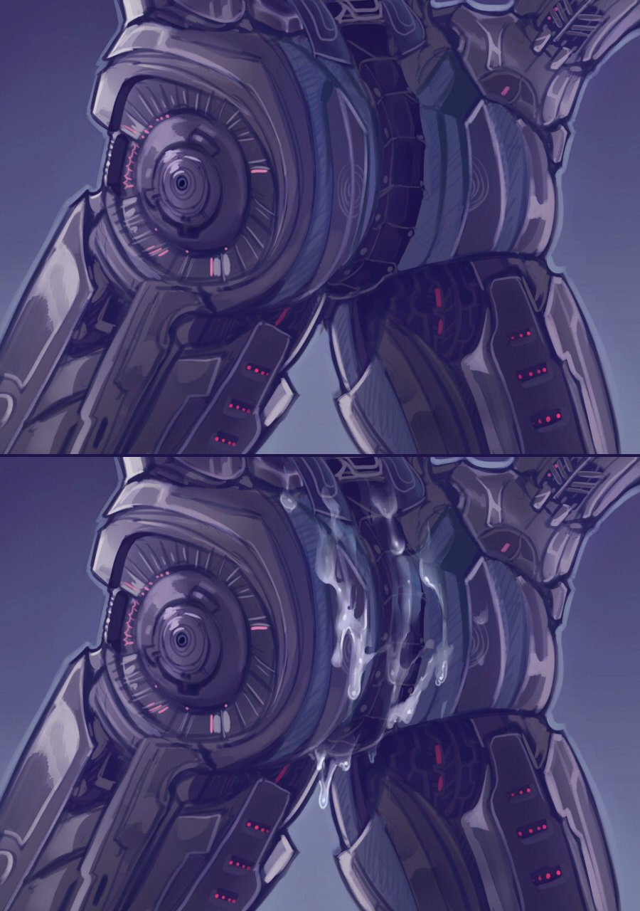 ambiguous_gender ass bodily_fluids butt_shot cum cum_drip cum_on_butt dripping genital_fluids hand_on_hip hi_res humanoid machine marvel metallic_body not_furry robot simple_background solo ultron vhkansfweer