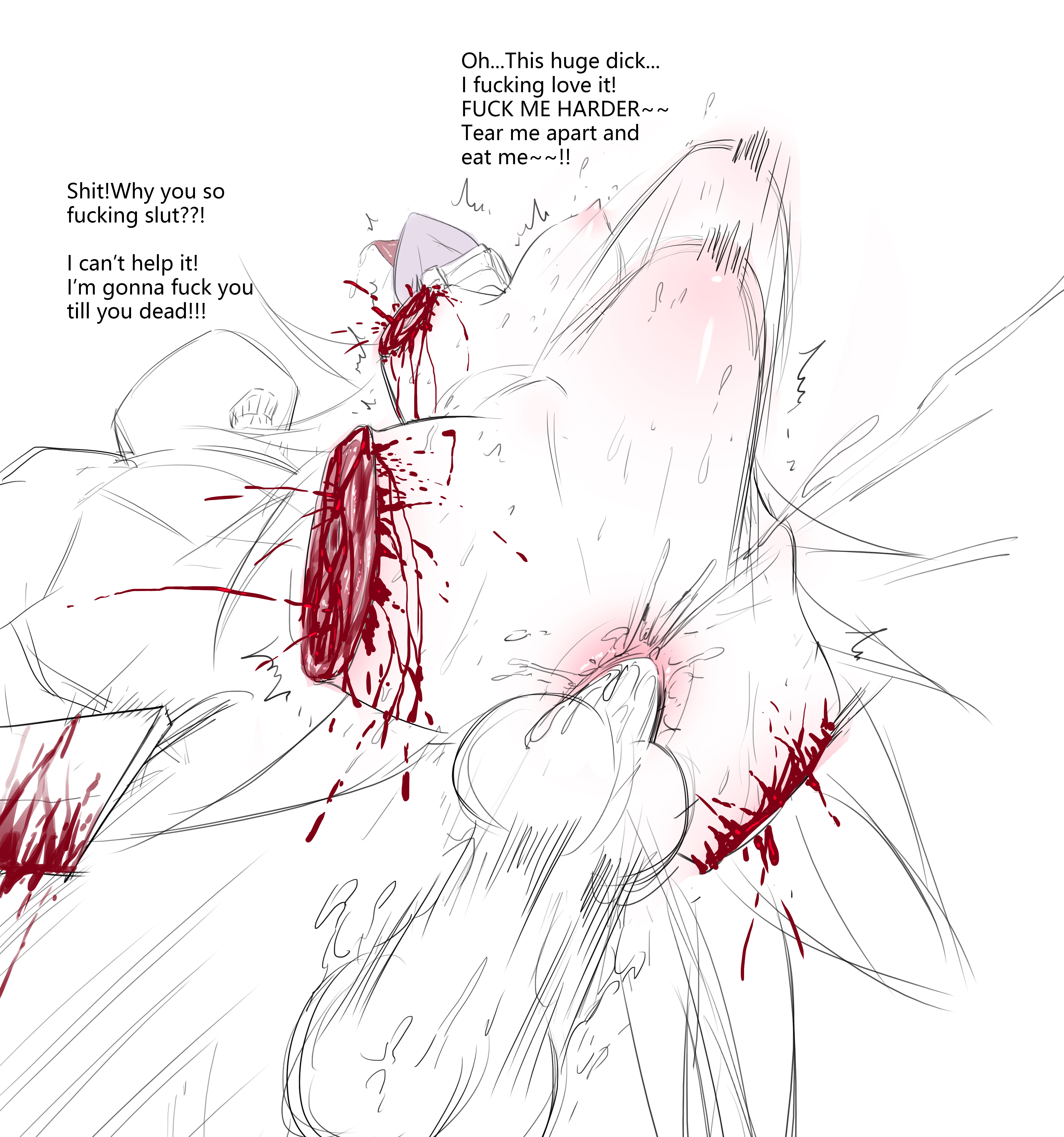 1boy, 1girls, amputee, blood, female, flowers&meat, gore, guro, male, mei terumi, naruto, naruto (series), penetration, quadruple amputee, strangling