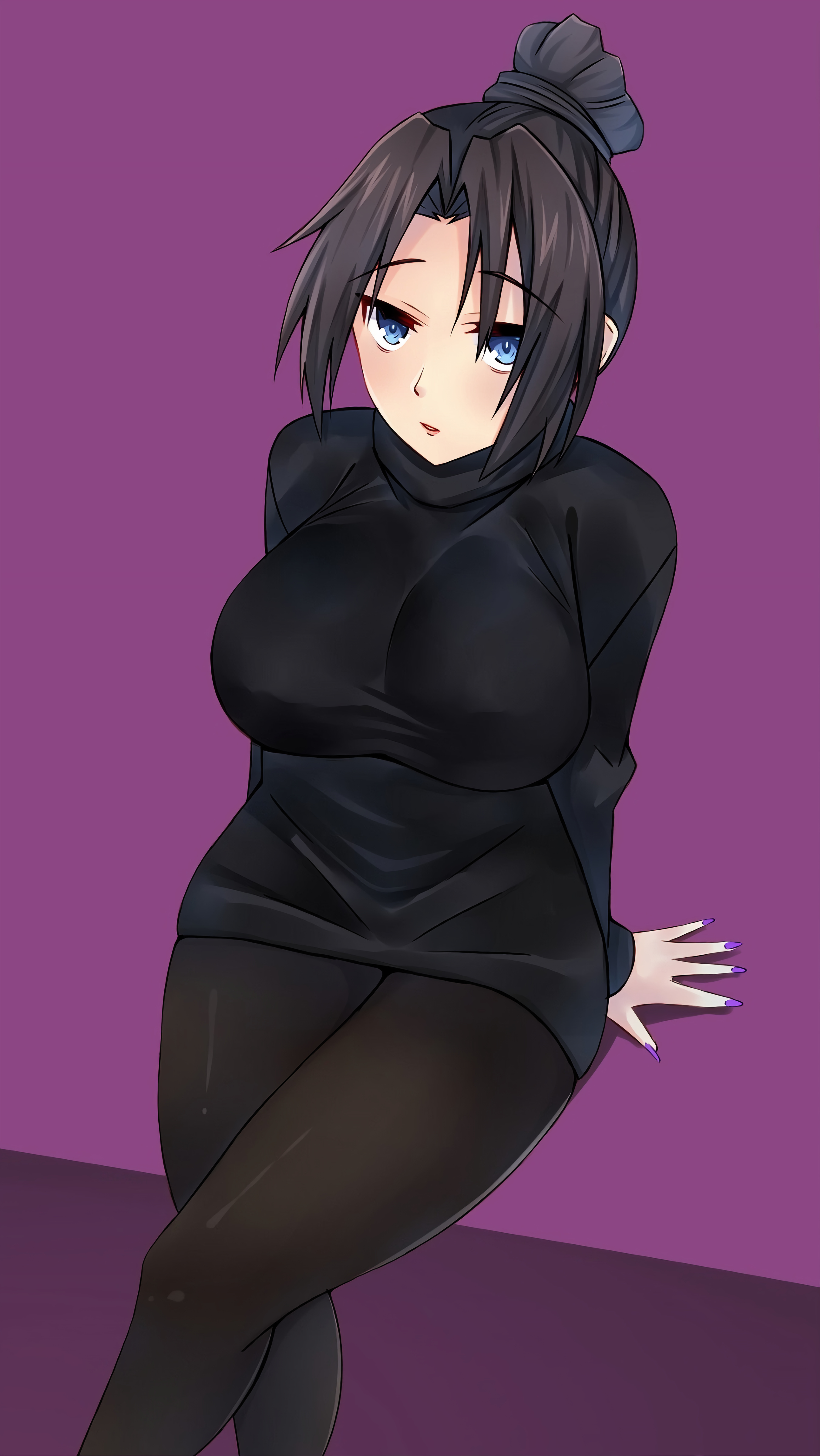 1girls, 2d, alternate breast size, apex legends, big breasts, big hips, big thighs, blue eyes, breasts, breasts out, eyebrows, eyebrows visible through hair, eyelashes, female, female only, hips, huge breasts, human, human only, humanoid, large breasts, looking at another, looking at viewer, simple background, solo, solo female, stretched clothing, thick, thick hips, thick legs, thick thighs, thighs, tight clothes, tight clothing, tight pants, tights, unknown artist, voluptuous, wide hips, wraith (apex legends)