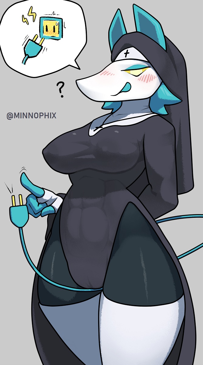 1girl, 1girls, big ass, big breasts, breasts, cat ears, curvy, deltarune, deltarune chapter 5, female, furry, huge ass, huge breasts, legs, minnophix, nun, nun outfit, tagme, tasque manager (deltarune), tasque manager (nun), thick thighs, tight clothing, voluptuous, voluptuous female, yellow eyes