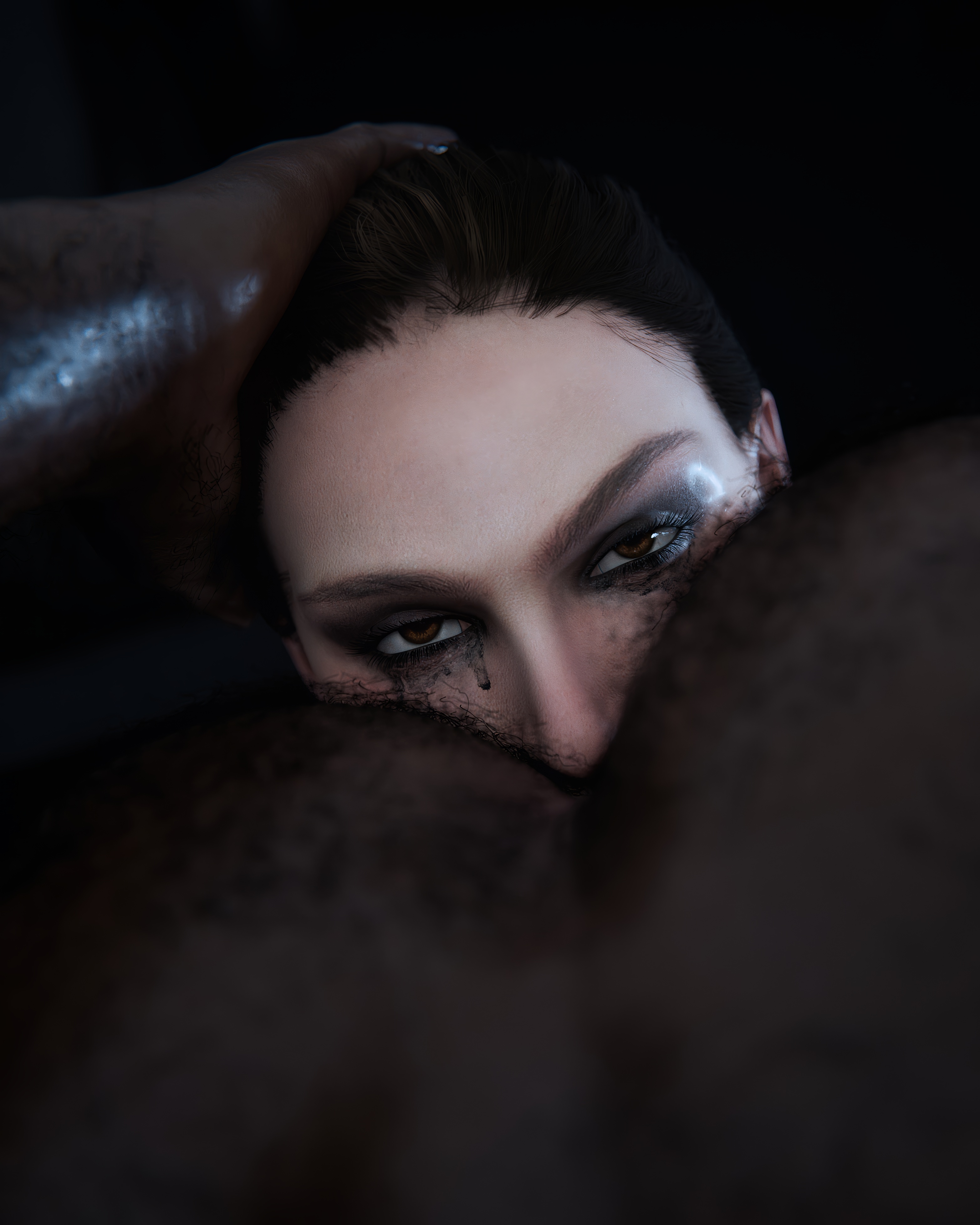 1boy, 1girls, 3d, anilingus, brown hair, dark skin, dark-skinned male, eating ass, female, forced, forced anilingus, holding head, interracial, licking anus, male, padme amidala, ruined makeup, runny makeup, slutty female, star wars, supernovax