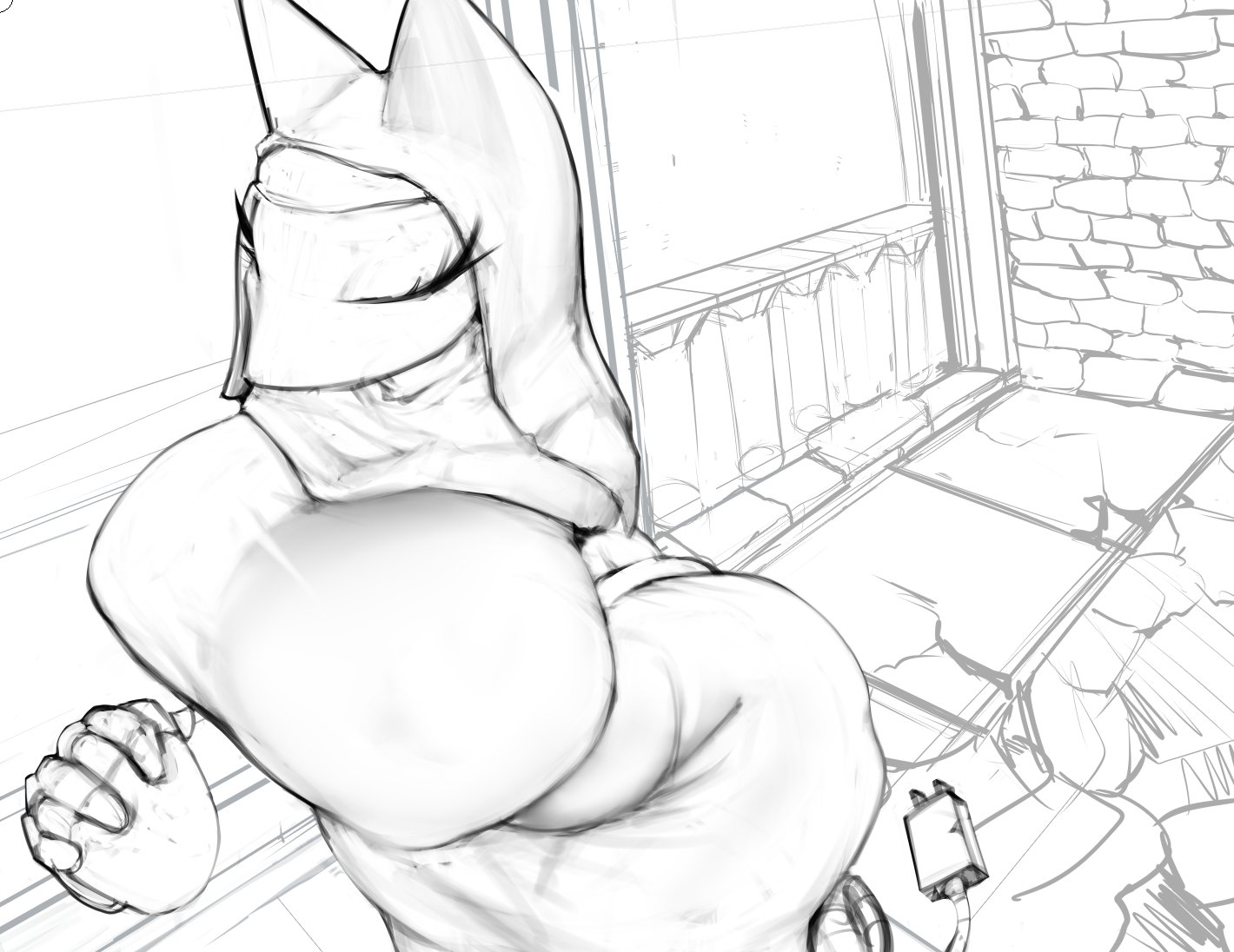 1girl, 1girls, big ass, big breasts, breasts, cat ears, curvy, deltarune, deltarune chapter 5, female, furry, huge ass, huge breasts, legs, nun, nun outfit, tagme, tasque manager (deltarune), tasque manager (nun), thick thighs, tight clothing, voluptuous, voluptuous female, yellow eyes, zhuizha