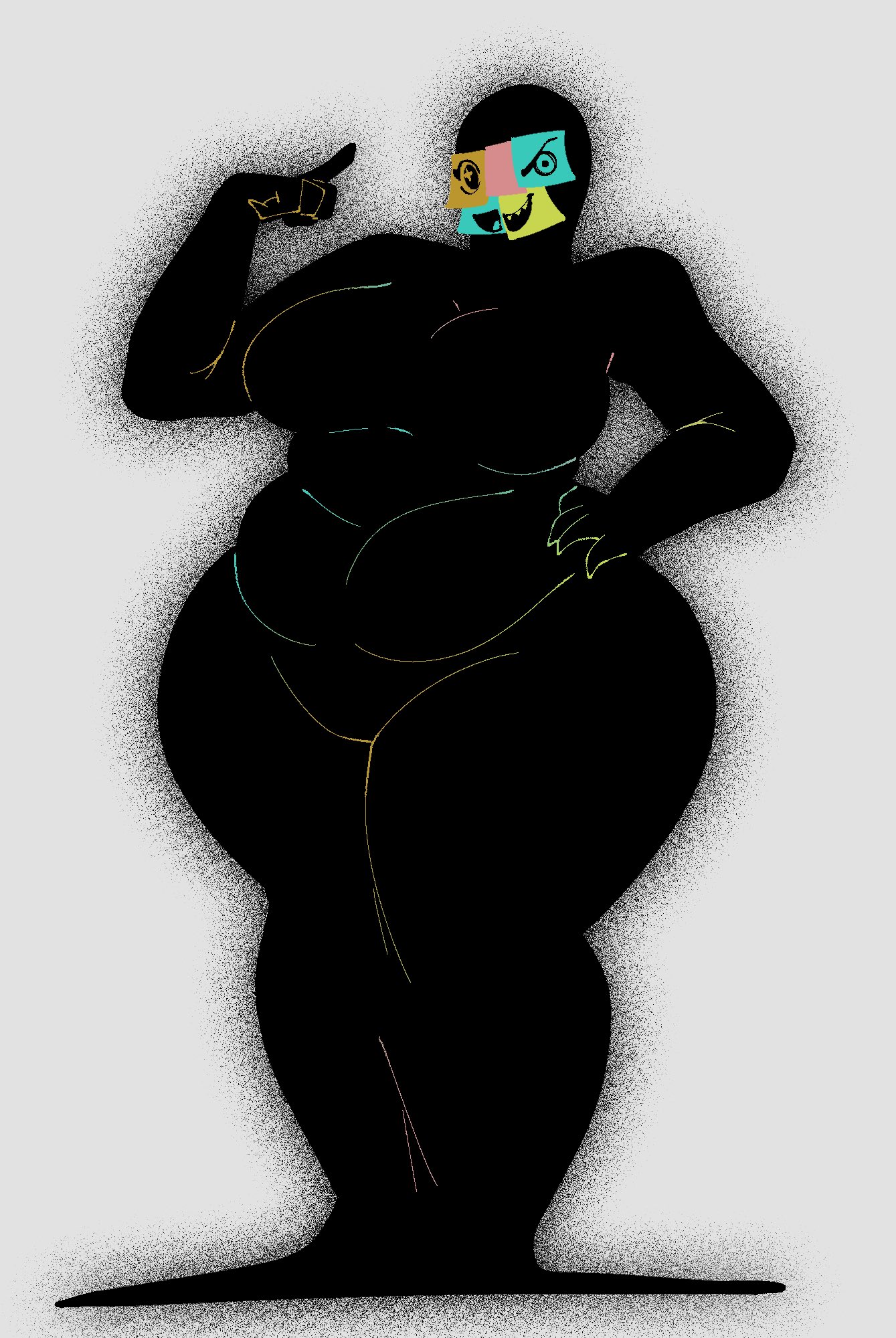 1girls, ass, belly, breasts, chubby, chubby female, doors (roblox), fat, female, female focus, female only, hand on hip, hips, large ass, large breasts, roblox, roblox game, sticky note, sticky notes, stomach, the drones (doors), thick thighs, thighs, weight gain, wide hips