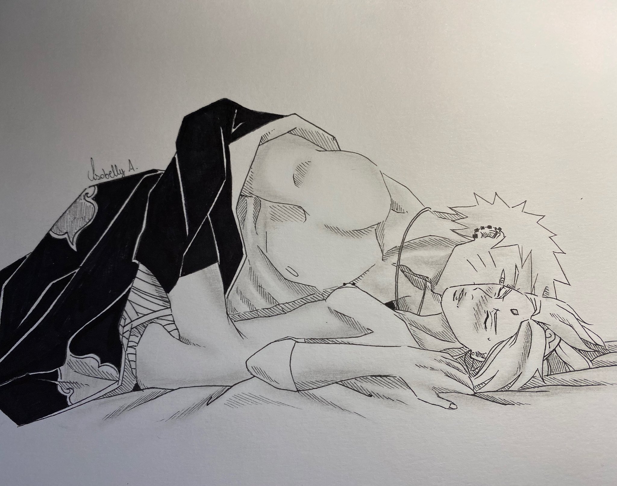 1boy, 1girls, akatsuki (naruto), alternate costume, ambiguous penetration, bandaged arm, bandages, blush, boruto: naruto next generations, breasts, breasts out, cloak, corruption, ear piercing, enemy conversion, female, kissing, kissing neck, long hair, male, male/female, missionary position, monochrome, naked, narusakuart, naruto, naruto (series), naruto shippuden, naruto: the last, nipple piercing, nipples, open clothes, piercing, romantic, sakura haruno, sex, short hair, straight, uzumaki naruto