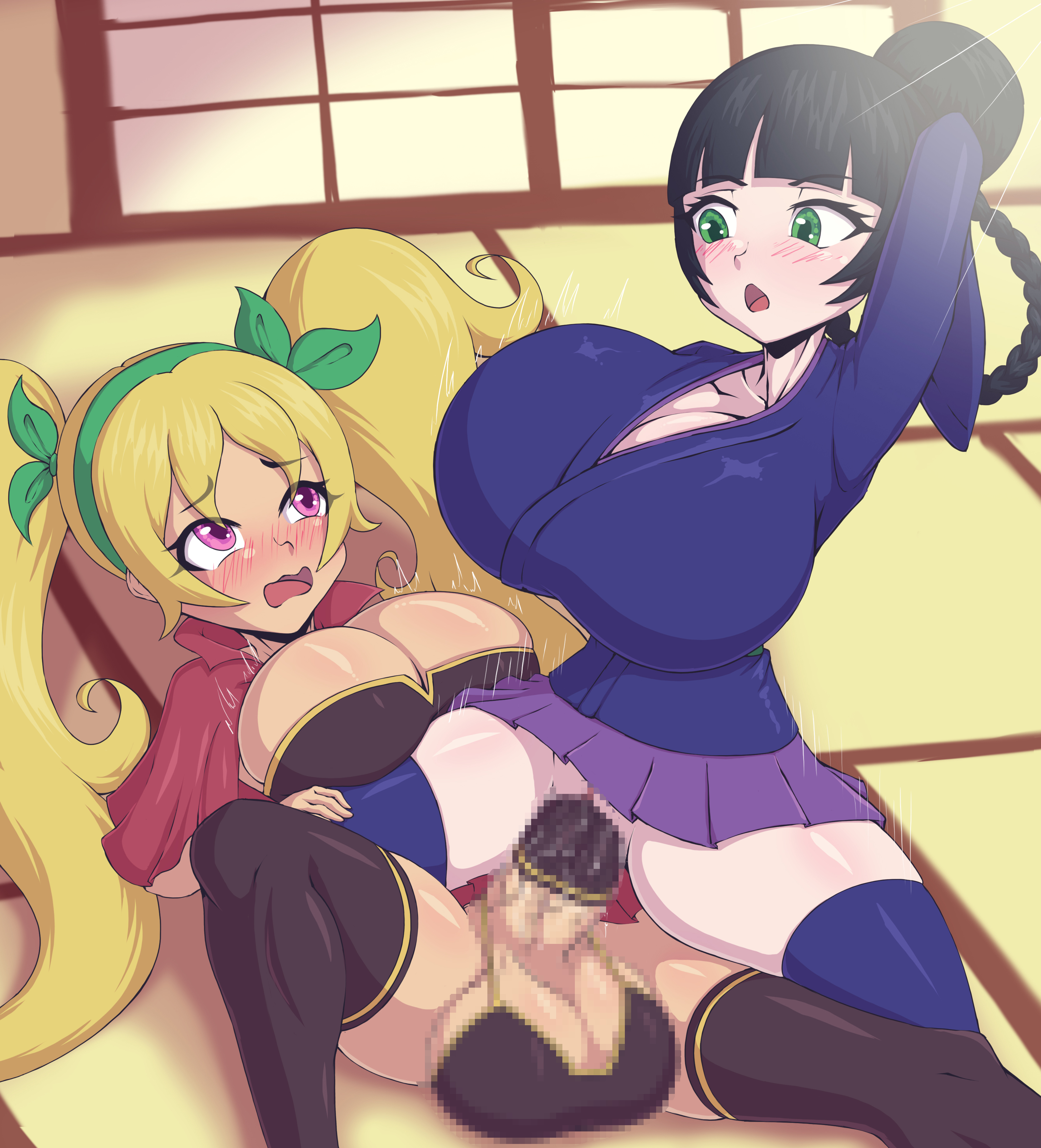 1futa, 1girls, balls, bellflower, bimbo, bosomancer, bottomless, breasts, clothed, clothing, cock sleeve, cock sleeve (clothes), cock sock, dark skin, dark-skinned futa, duo, erection, female, futa with female, futanari, gigantic breasts, huge balls, huge breasts, huge cock, human, hyper breasts, intersex, large breasts, light skin, light-skinned futa, mostly clothed, original character, pale skin, partially clothed, penis, pussy, sex, tagme, the phallomancer, thighhighs, vaginal penetration