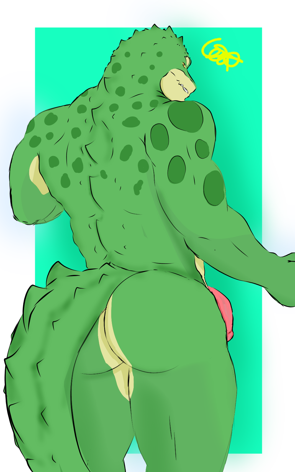 alligator alligatorid anthro artist_gaek ass croc crocodilian hi_res joss male male/male reptile scalie solo