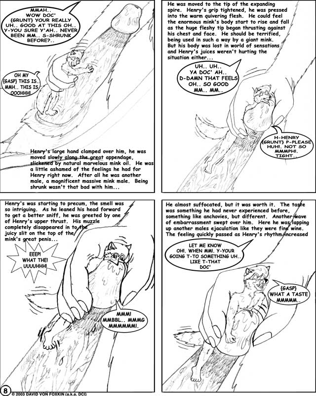 2003 animal_genitalia anthro anthro_on_anthro balls big_dom_small_sub biped bodily_fluids bodyjob canid canine canis comic dci dialogue digital_drawing_(artwork) digital_media_(artwork) dominant duo english_text erection genital_fluids genitals greyscale humanoid_genitalia humanoid_penis laboratory larger_male macro male male/male mammal masturbation micro micro_on_macro mink monochrome mustelid musteline nude penile penile_masturbation penis precum sex sheath size_difference size_play smaller_male speech_bubble text true_musteline urethra wolf