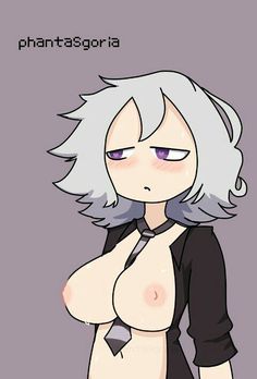 1girls breasts breasts fhs fhsz3r0 fnafhs fnafhs_z3ro fnafhsrule34 phantasgoria puppet_(fnafhs) purple_eyes school_uniform short_hair showing_breasts sole_female tomboy white_hair