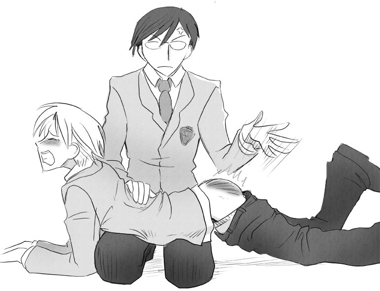 gay kyoya_ootori male_only ouran_high_school_host_club spanking tagme tamaki_suou yaoi