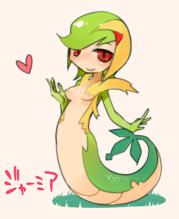 cosplay masha monster_girl nintendo personification pokemon pokemon_(species) pokemon_bw red_eyes servine snivy