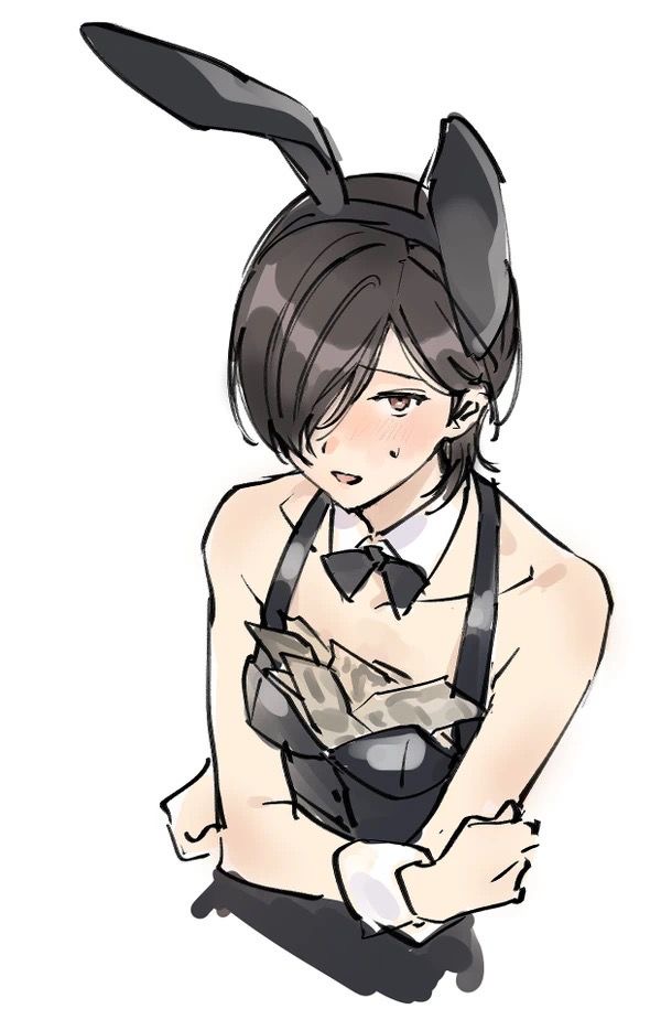 bunny_boy bunny_ears bunnysuit crossdressing femboy jun_kurosu kurosu_jun male male_focus male_only persona persona_2 solo_male