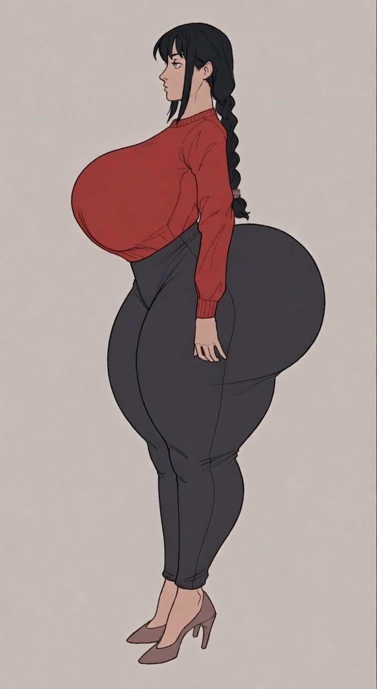 1girls, ass, big ass, big breasts, black hair, blanclauz, braided hair, breasts, chainsaw man, clothed female, clothing, edit, edited, female, full body, fully clothed, girl in suit, high heels, huge ass, huge breasts, human, hyper ass, light skin, light-skinned female, long hair, makima (chainsaw man) (cosplay), massive ass, nayuta (chainsaw man), no nos importa perdedor, red hair, side view, solo, standing, thick thighs, tight clothing, tight pants, venus body, wide hips, yellow eyes