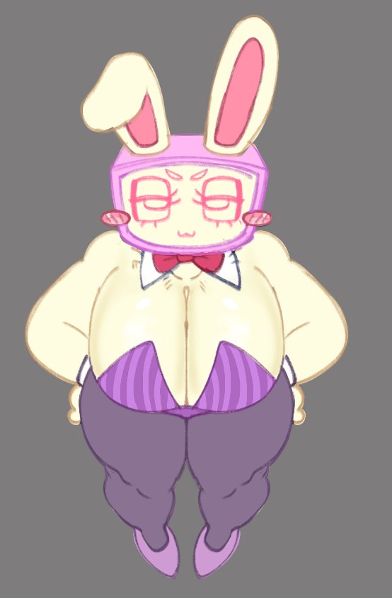 big breasts, breasts, bunny ears, bunnysuit, dandy's world, dandys world, mawmouthmoth, red bowtie, robot, robot girl, tv head, vee (dandy's world), vee-ster bunny vee