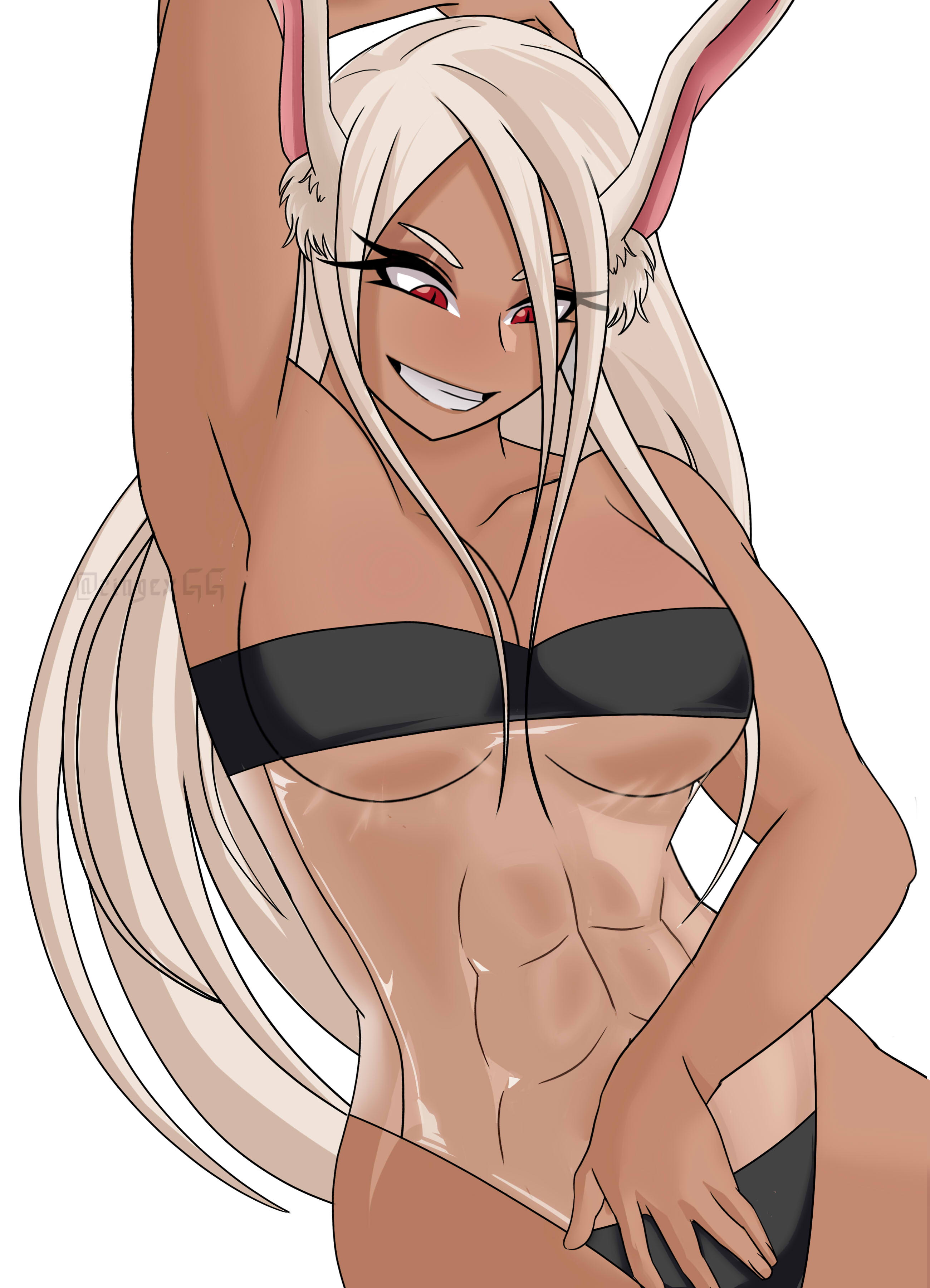 1girls, big breasts, breasts, bunny ears, bunny girl, female, female focus, female only, gris swimsuit, long hair, miruko, my hero academia, rabbit ears, rabbit girl, rumi usagiyama, solo, solo female, tagme, zingexgg
