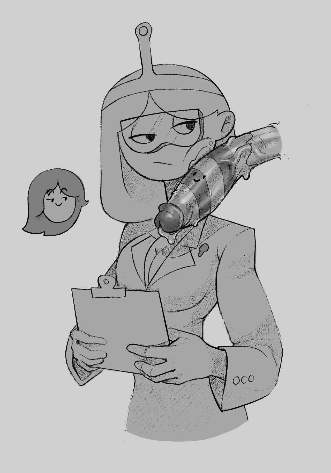 adventure time, better version at source, female, futa on female, futanari, marceline, monochrome, mr fuga, painted penis, penis against cheek, penis against face, penis on face, princess bubblegum