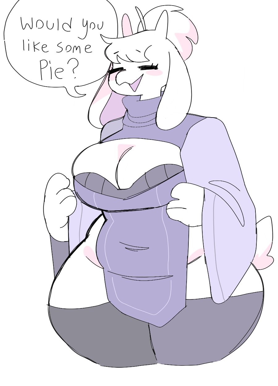 1girls apron big_breasts boss_monster bra breasts cleavage closed_eyes clothed clothing dialogue english english_text female female_only floppy_ears fur furry furry_only goat hi_res hips long_ears no_humans open_mouth puppychan simple_background solo solo_female tail talking text thick_thighs thighhighs thighs toby_fox toriel undertale undertale_(series) video_games white_background white_body white_fur wide_hips