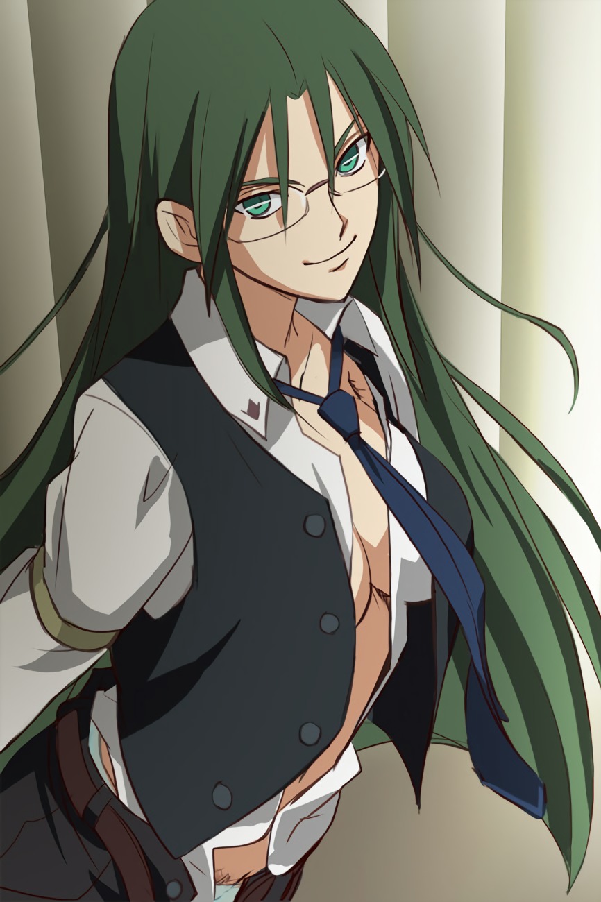 00s 1girls armpit_hair armpit_hair_peek asougi_rin belt big_breasts blue_panties breasts busty cleavage female female_only female_pubic_hair glasses green_eyes green_hair haruyama_kazunori highres large_breasts long_hair looking_at_viewer matching_hair/eyes mature_female mature_woman mnemosyne necktie no_bra no_panties office_lady open_clothes open_shirt panties pants pubic_hair pubic_hair_peek seductive seductive_smile shirt smile solo solo_female underwear unzipped