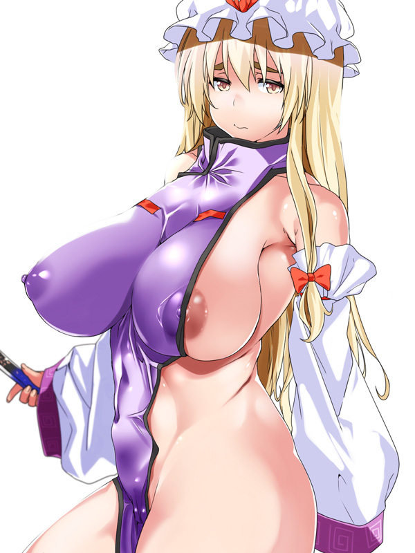 areola_slip big_breasts blonde_hair sideboob tagme tenpura_(tenpura621) touhou yukari_yakumo