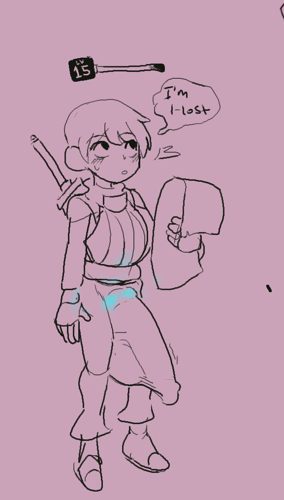 1boy, balls, big balls, big penis, bulge, english, english text, huge balls, huge bulge, huge cock, lewdicrousart, male, male focus, male only, massive balls, penis, penis outline, small but hung, solo, speech bubble, sword