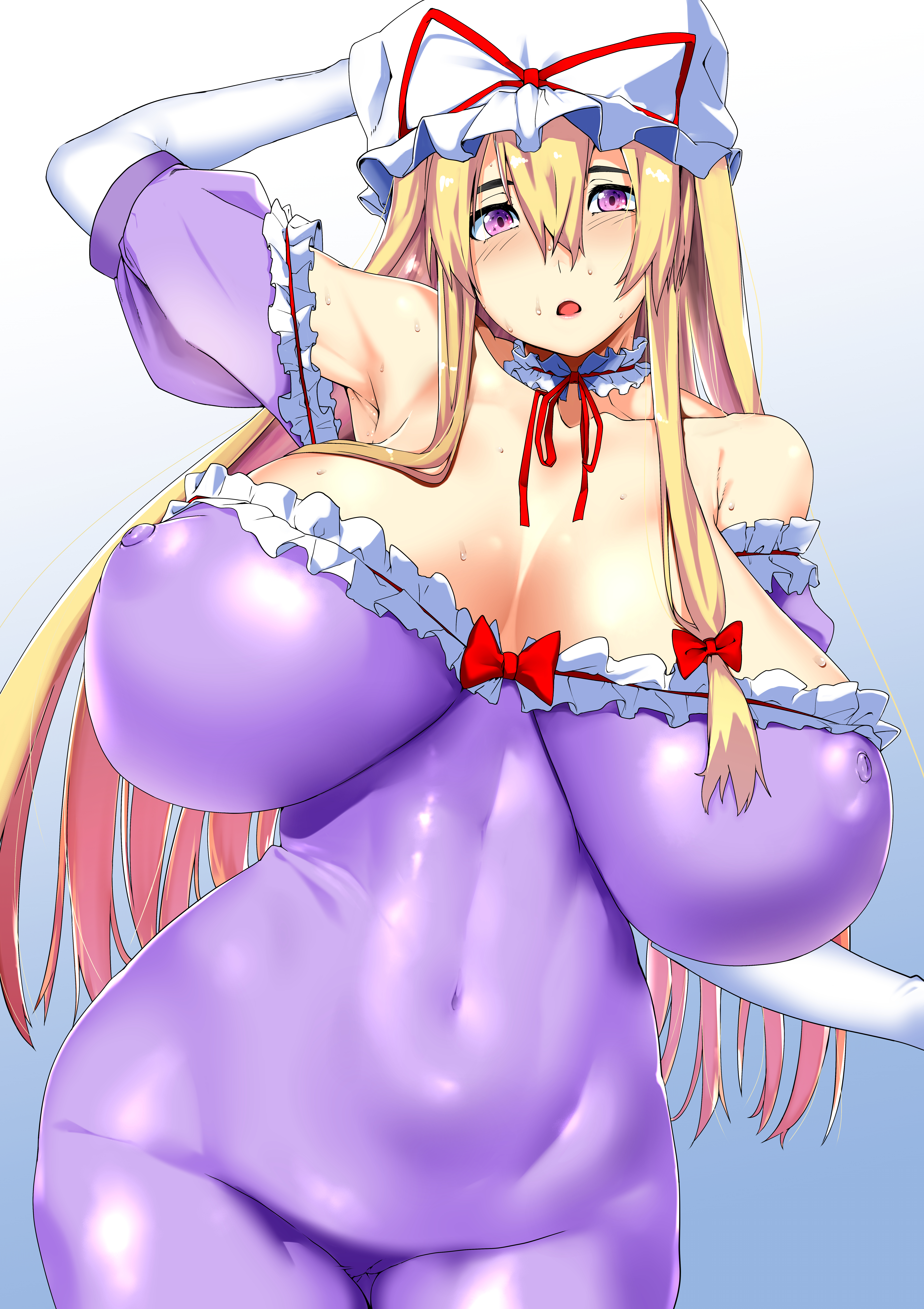 big breasts, breasts, female, nipples visible through clothing, tagme, tenpura (tenpura621), touhou, wide hips, yukari yakumo