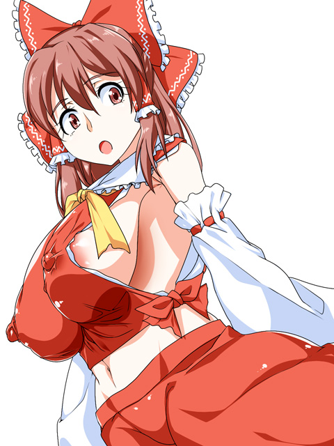 areola_slip erect_nipples female_only huge_breasts huge_nipples reimu_hakurei tagme tenpura_(tenpura621) touhou