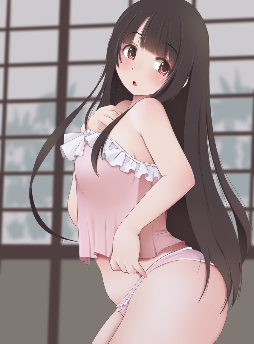 big_ass brown_hair himecut kaguya_houraisan kozue_akari pink_panties touhou