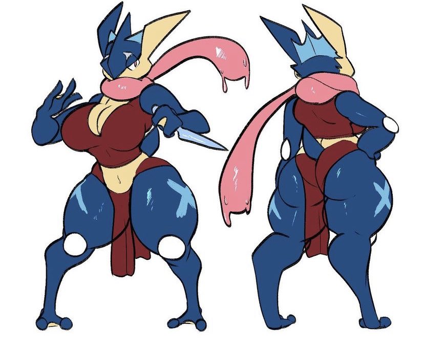 anthro, ass, big ass, big breasts, breasts, female, greninja, huge ass, pokémon (species), pokebraix, pokemon, pokemon (species), tagme