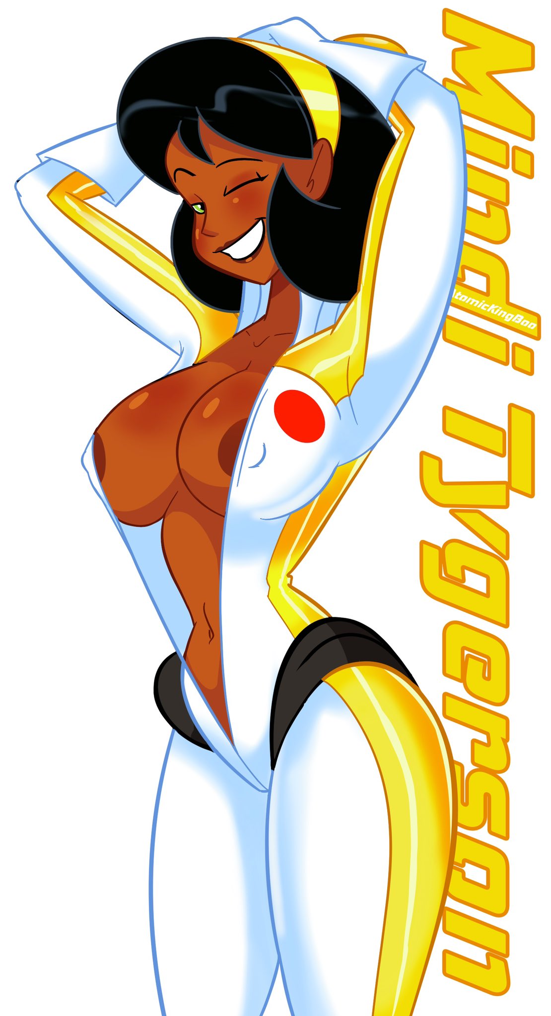 1girls areola areolae artist_name athletic athletic_female atomickingboo big_ass big_breasts breasts dark-skinned_female dark_skin female female_focus female_only fit fit_female hips large_breasts mindi_tygerson original original_character short_hair the_space_angels thick thick_ass thick_legs thick_thighs voluptuous wide_hips