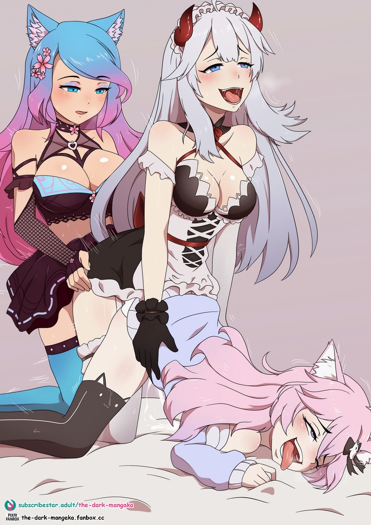 1girls 2futas ahe_gao ambiguous_penetration black_legwear black_stockings blue_eyes blue_hair blue_stockings cat_ears cat_stockings cat_thighhighs cleavage clothed_sex cum cumming demon demon_girl doggy_style drooling eyebrows_visible_through_hair face_down_ass_up female fff_threesome fingerless_gloves fishnet_gloves flower flower_in_hair from_behind fucked_silly fully_clothed futa_on_female futa_on_futa futa_sans_pussy futanari garter_straps gloves grabbing_hips gradient_hair horns huge_breasts long_hair love_train maid_headdress maid_uniform nyatasha_nyanners obscured_penetration one_eye_closed orgasm penetrating_while_penetrated pink_eyes pink_hair pleasure_face purple_hair silvervale simple_background skirt skirt_lift stockings succubus taken_from_behind the_dark_mangaka thighhighs threesome tongue tongue_out twitch.tv two_tone_hair veibae virtual_youtuber vshojo white_hair white_stockings wolf_ears wolf_girl yuri