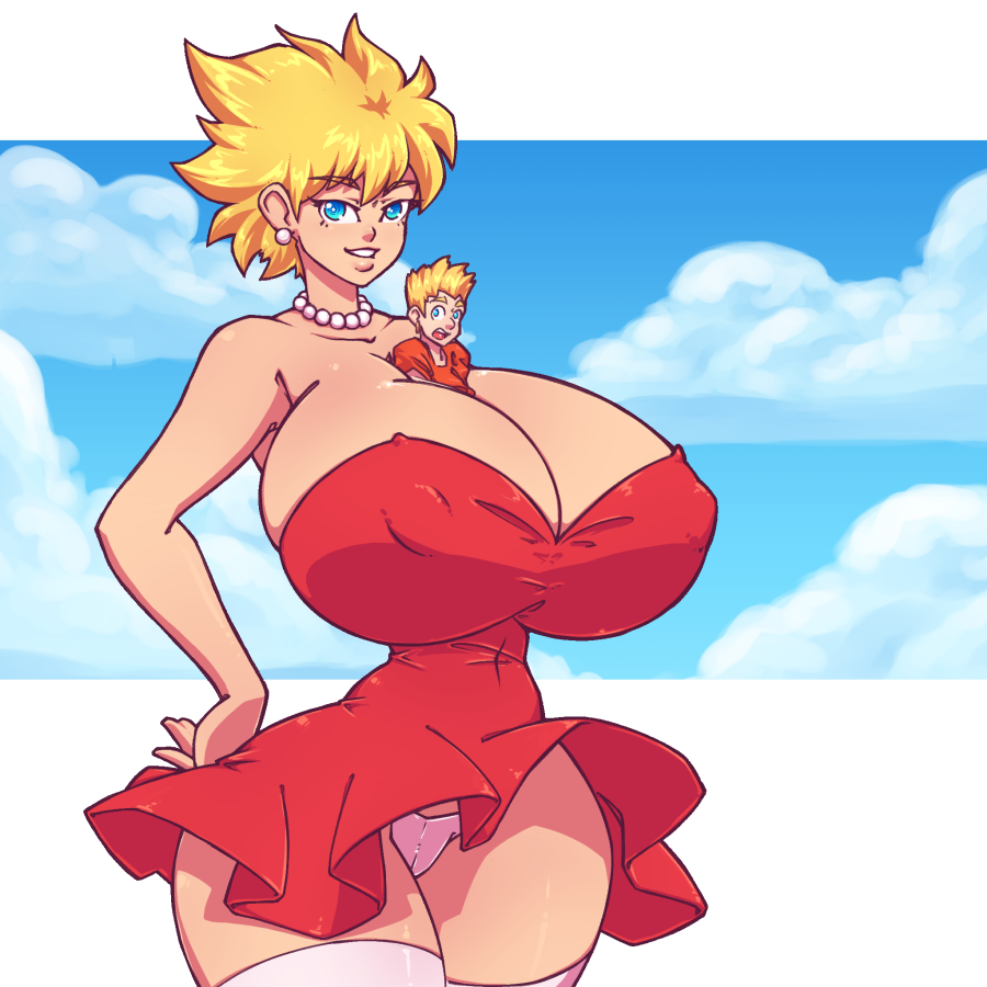 1boy 1girls 2021 alternate_breast_size bart_simpson blonde_hair blue_eyes breasts cleavage color dress female giantess huge_breasts incest lisa_simpson looking_at_viewer male n647 nipple_bulge pantyshot partially_clothed size_difference the_simpsons thick_thighs thin_waist voluptuous wide_hips