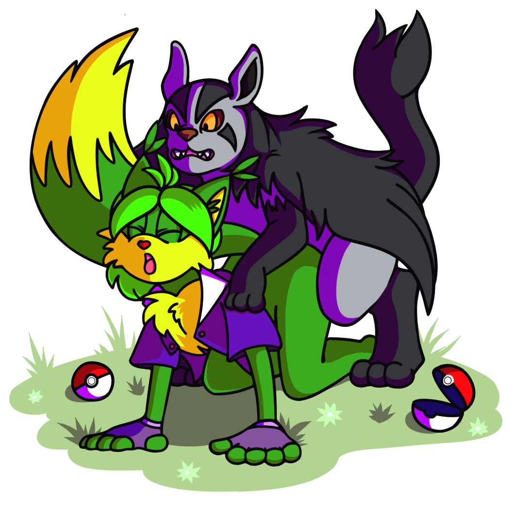 2016 alex_nerpy_fox anthro anthro_on_feral canid canine collectollider doggy_style duo feral fox from_behind_position fur green_body green_fur male male/male mammal mightyena nintendo pokémon_(species) pokemon sex video_games zoophilia