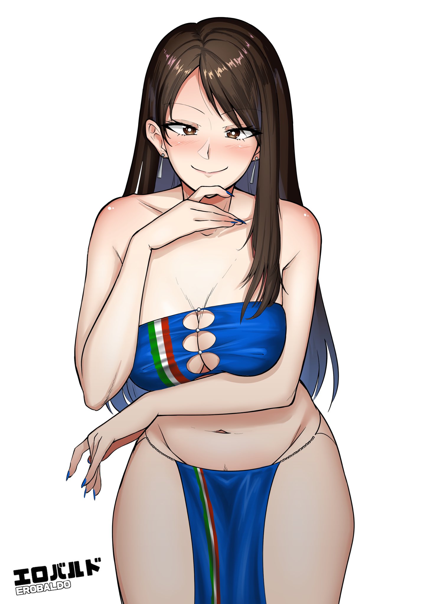 big breasts, breasts, brown eyes, brown hair, busty, erobaldo, female, female focus, female only, final fantasy, final fantasy vii, hourglass figure, italian senate hack, loincloth, long fingernails, long hair, meme, nail polish, navel, pubes, pubic hair, standing, thick thighs, tifa lockhart, trimmed pubic hair, wide hips