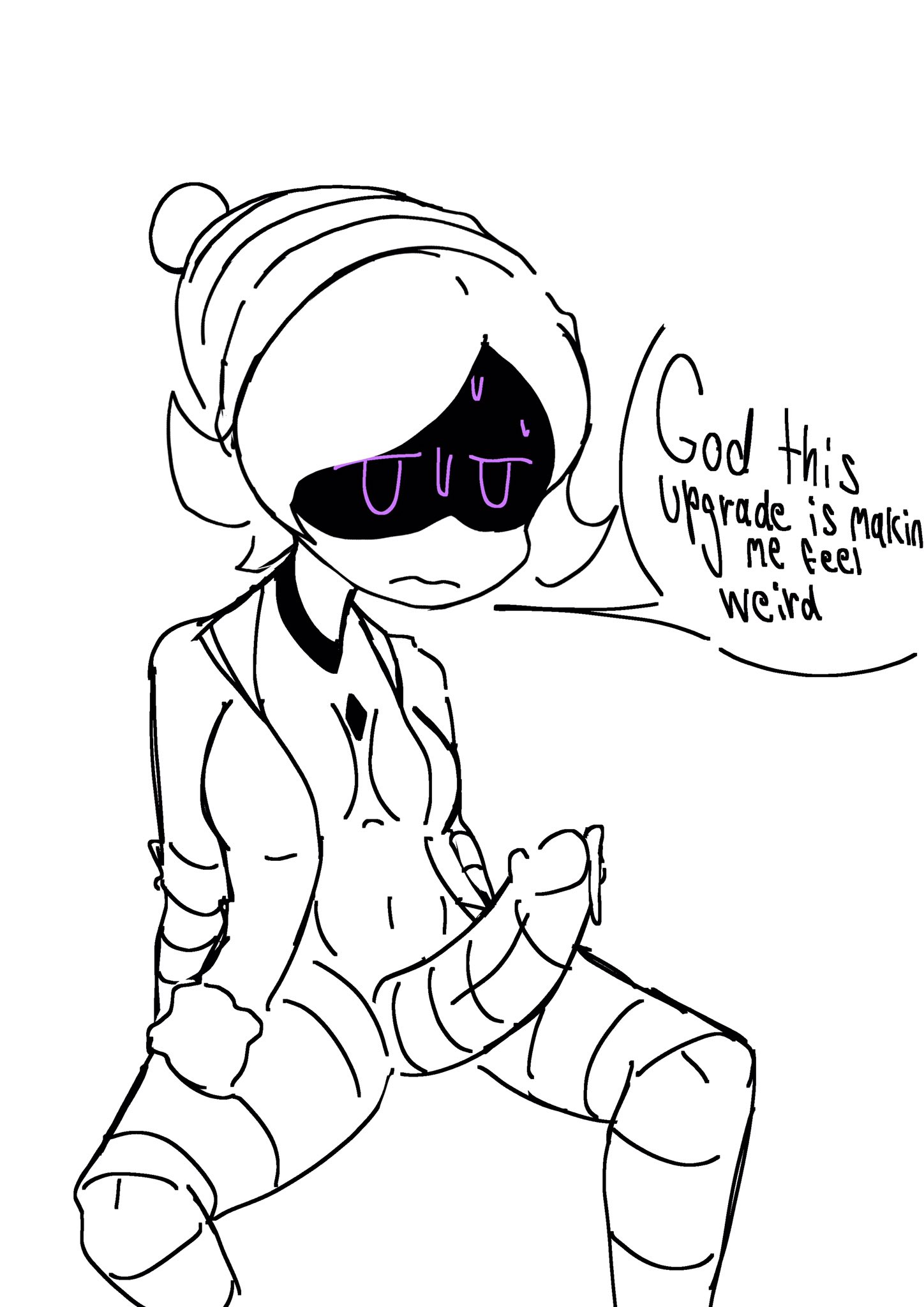 1futa, 2d, beanie hat, big penis, breasts, clothed, clothing, erection, female, futa only, futa sans balls, futanari, ghastlypann, glitch productions, humanoid, humanoid penis, intersex, jacket, k, mob face, monochrome, mostly nude, murder drones, penis, precum, purple eyes, robot, robot futa, robot girl, robot humanoid, robot joints, robot penis, robotic arm, robotic limb, screen face, sketch, small breasts, solo, spread legs, thighs, uzi (murder drones), worker drone