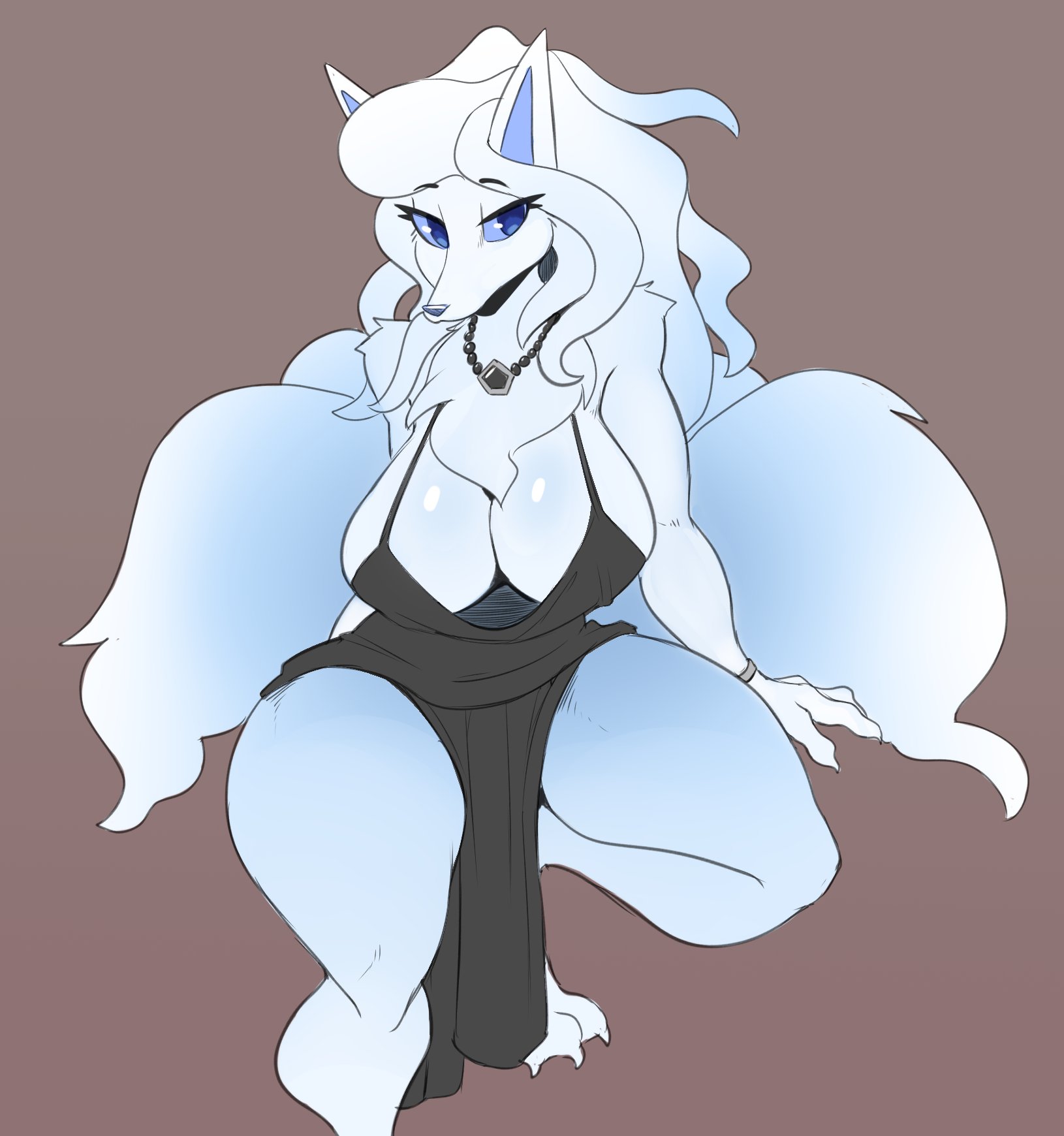 alolan ninetales, anthro, anthrofied, big breasts, breasts, cleavage, clothing, cooliehigh, female, fur, furry, furry only, game freak, ninetales, nintendo, pokémon (species), pokemon, pokemon (species), solo, solo female, tagme, tail, thick thighs