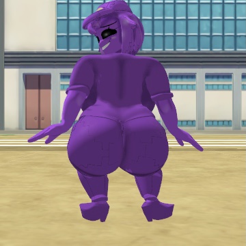 3d 3d_(artwork) big_ass five_nights_at_freddy's huge_ass mycreati0n purple_skin rule_63 solo solo_female squatting thick_thighs wendy_afton