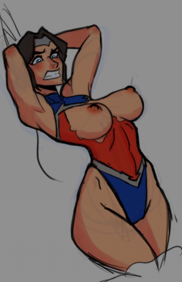 1girls big_breasts blush breasts dc_comics diana_prince female female_only light-skinned_female ripped_clothing sen-kg wonder_woman wonder_woman_(series)