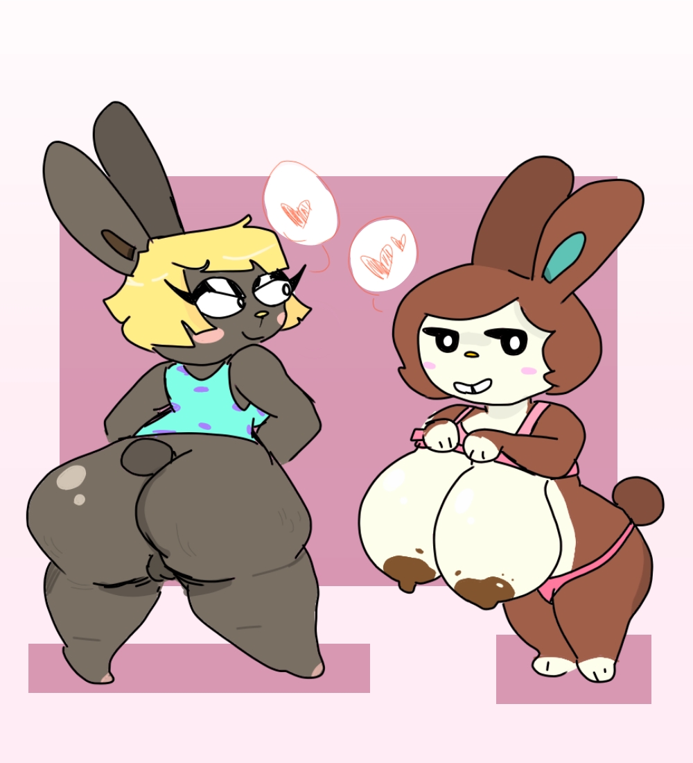 animal_crossing ass big_ass big_breasts big_butt blonde_hair bonbon_(animal_crossing) breasts brown_nipples bunny_ears bunny_girl bunny_tail carmen_(animal_crossing) errorplush furry nintendo nipples pink_panties shortstack source_request thick_thighs thighs vagina year_request