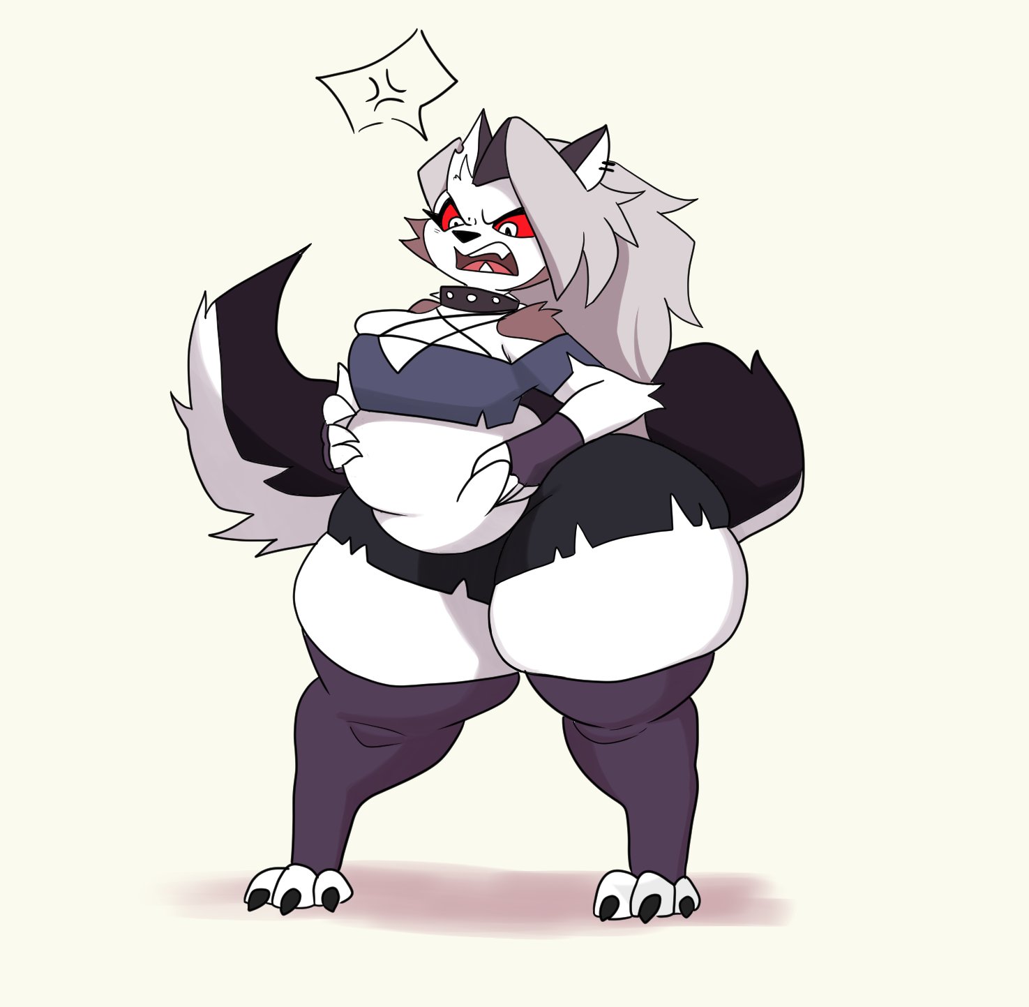 1girls, angry, aplefrit, chubby, chubby female, clothed, furry, goth, goth girl, helluva boss, loona (helluva boss)