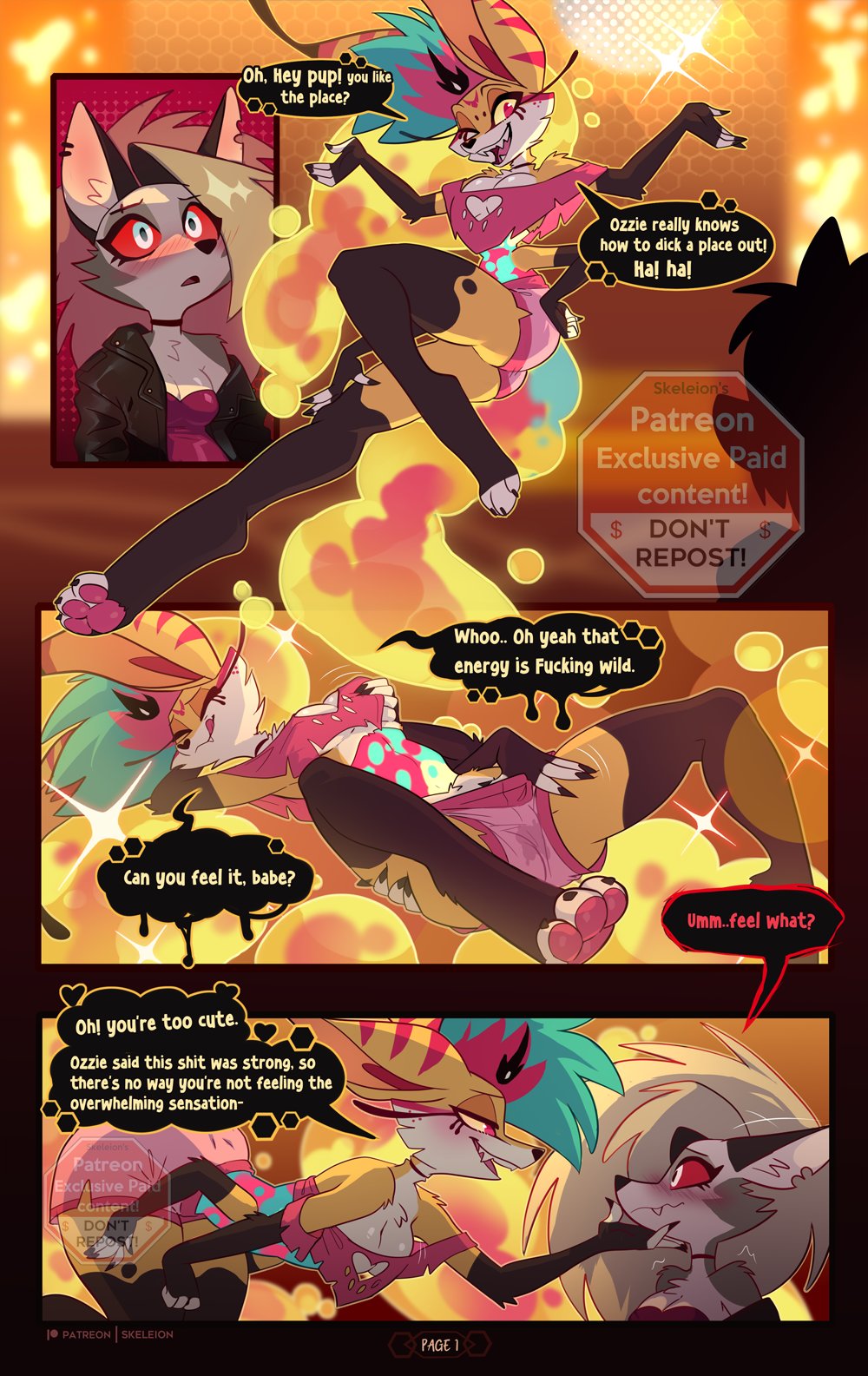 furry, helluva boss, loona (helluva boss), queen bee-lzebub (helluva boss), skeleion
