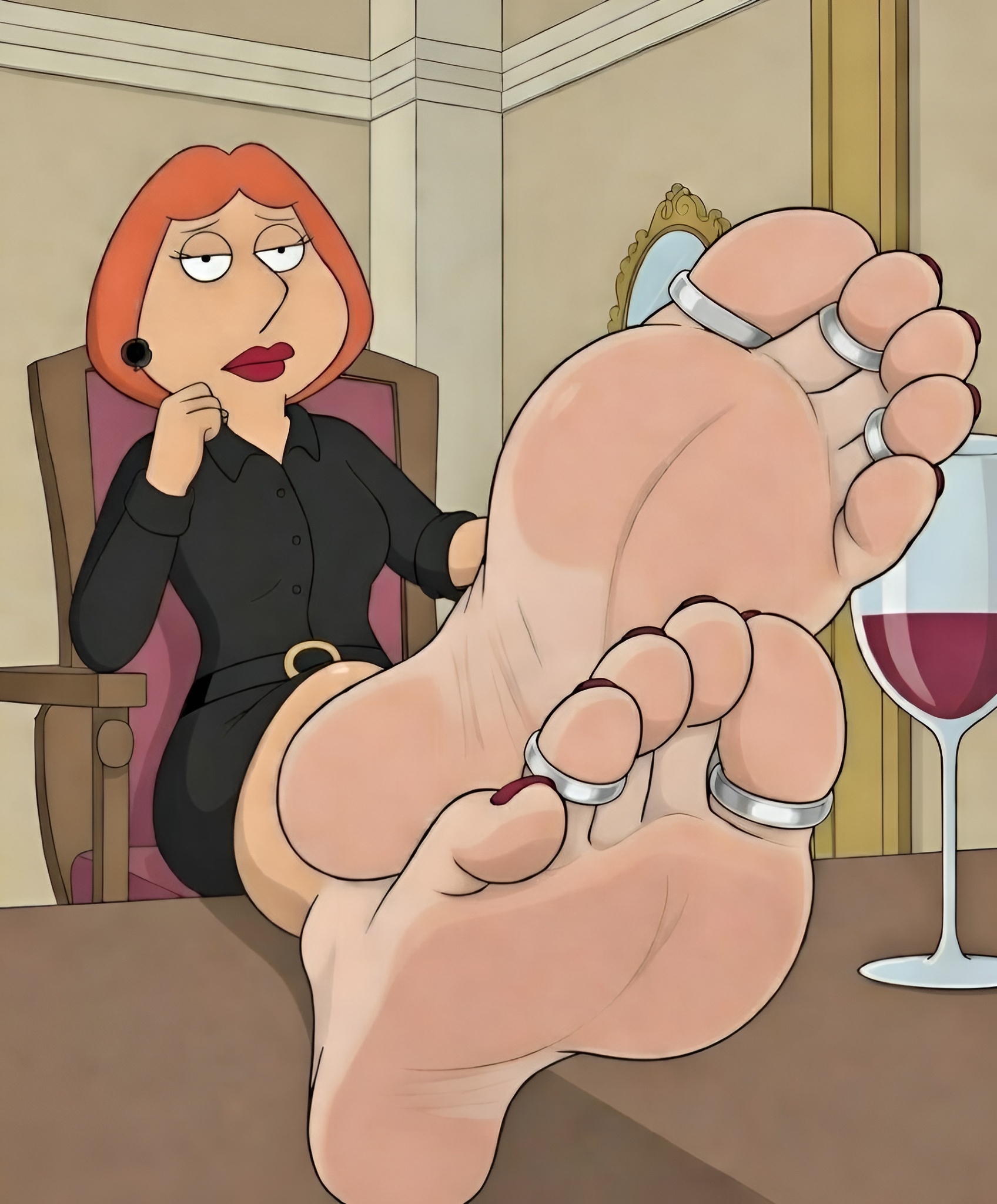 ai assisted, ai generated, ai slop, big feet, family guy, feet, female, foot fetish, foot focus, foot worship, lois griffin, sexy, soles, solo, solo focus, toe ring, toenail polish, toes